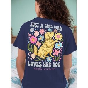 Simply Southern Just A Girl Who Loves Her Dog Golden Retriever T-Shirt L NWT‎